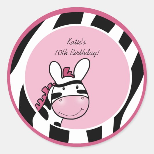 PINK ZEBRA DIVA JUNGLE 3" Bevorzugte Stickers (Vorderseite)