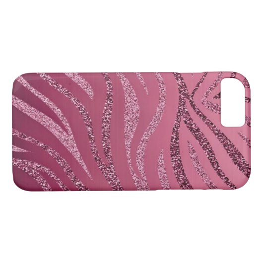 Pink Zebra Glitzer Case-Mate iPhone Hülle (Rückseite (Horizontal))