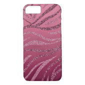 Pink Zebra Glitzer Case-Mate iPhone Hülle (Rückseite)