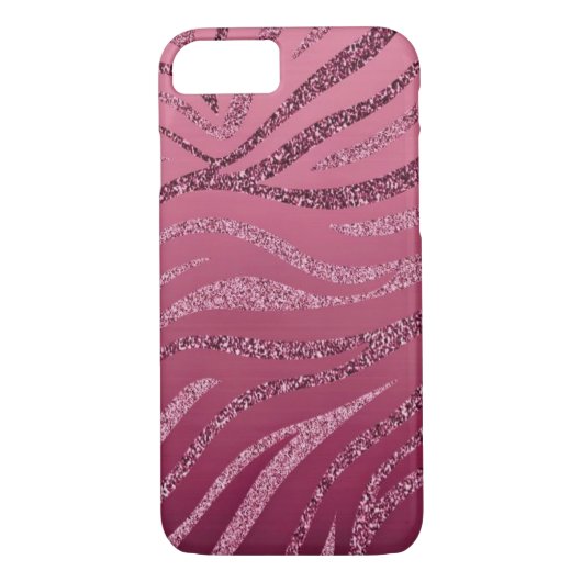 Pink Zebra Glitzer Case-Mate iPhone Hülle (Rückseite)