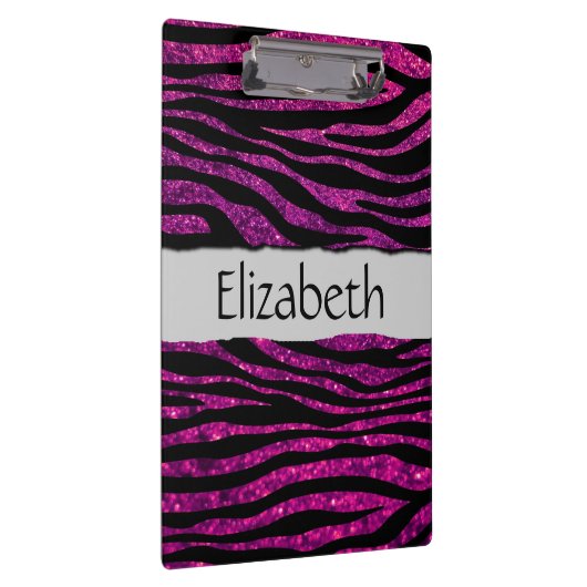Pink Zebra, Glitzer Zebra, Zebra Print, Ihr Name Klemmbrett (Rechts)