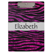 Pink Zebra, Glitzer Zebra, Zebra Print, Ihr Name Klemmbrett (Vorderseite)