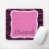 Pink Zebra, Glitzer Zebra, Zebra Print, Ihr Name Mousepad (Mit Mouse)