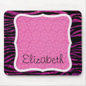 Pink Zebra, Glitzer Zebra, Zebra Print, Ihr Name Mousepad (Vorne)