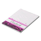 Pink Zebra, Glitzer Zebra, Zebra Print, Ihr Name Notizblock (Rotiert)