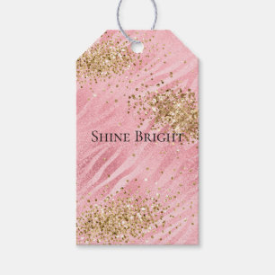 Pink Zebra Gold Glitzy Glitzer Geschenkanhänger