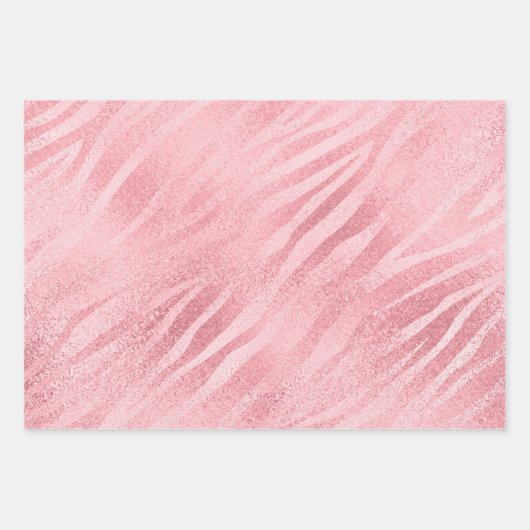 Pink Zebra Gold Glitzy Glitzer Geschenkpapier Set (Vorderseite 2)