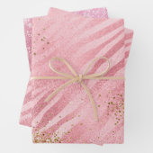 Pink Zebra Gold Glitzy Glitzer Geschenkpapier Set (Beispiel)