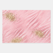 Pink Zebra Gold Glitzy Glitzer Geschenkpapier Set (Vorderseite)