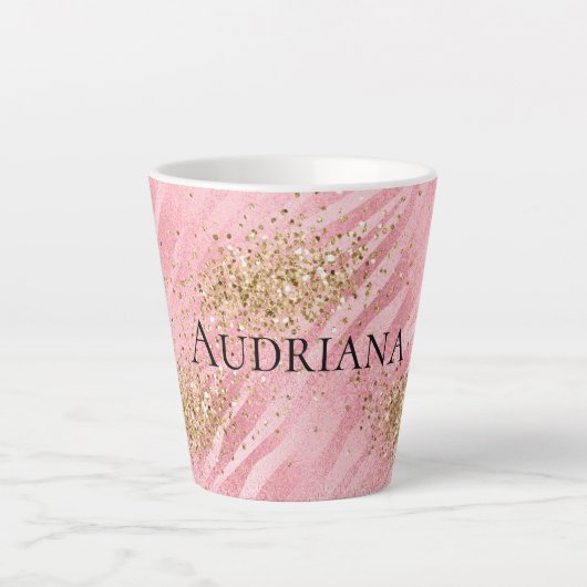 Pink Zebra Gold Glitzy Glitzer Milchtasse (Vorderseite)