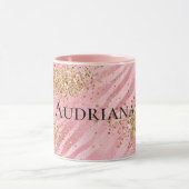 Pink Zebra Gold Glitzy Glitzer Tasse (Zentrum)