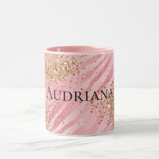 Pink Zebra Gold Glitzy Glitzer Tasse (Zentrum)