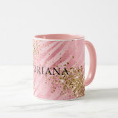 Pink Zebra Gold Glitzy Glitzer Tasse (VorderseiteRechts)