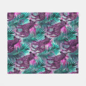 Pink Zebra Jungle Tropical Pattern Fleecedecke (Vorderseite (Horizontal))