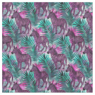 Pink Zebra Jungle Tropical Pattern Stoff