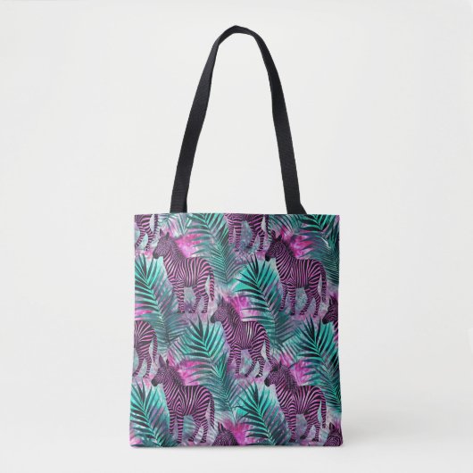 Pink Zebra Jungle Tropical Pattern Tasche (Vorderseite)