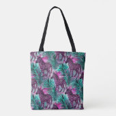 Pink Zebra Jungle Tropical Pattern Tasche (Rückseite)