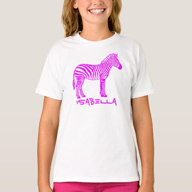 Pink Zebra Kids T-Shirt – Cute Striped Animal Tee  (Vorderseite)