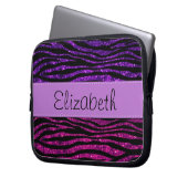 Pink Zebra, Lila Zebra, Glitzer Zebra, Ihr Name Laptopschutzhülle (Vorderseite Links)