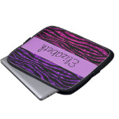 Pink Zebra, Lila Zebra, Glitzer Zebra, Ihr Name Laptopschutzhülle (Vorne Knopf)
