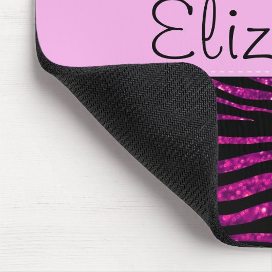 Pink Zebra, Lila Zebra, Glitzer Zebra, Ihr Name Mousepad (Ecke)