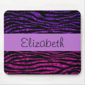 Pink Zebra, Lila Zebra, Glitzer Zebra, Ihr Name Mousepad (Vorne)