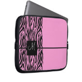 Pink Zebra Mit Monogramm Laptopschutzhülle (Vorne Rechts)