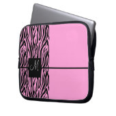 Pink Zebra Mit Monogramm Laptopschutzhülle (Vorderseite Links)