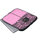 Pink Zebra Mit Monogramm Laptopschutzhülle (Vorne Knopf)