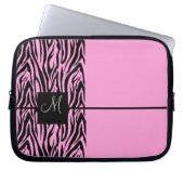 Pink Zebra Mit Monogramm Laptopschutzhülle (Vorderseite)