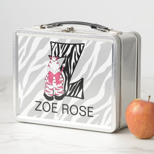 Pink Zebra Mit Monogramm Letter Z Animal Print Gir Metall Brotdose (Beispiel)