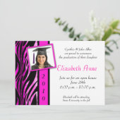 Pink Zebra Muster Foto Einladung (Stehend Vorderseite)