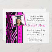 Pink Zebra Muster Foto Einladung (Vorne/Hinten)