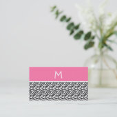Pink Zebra Muster Monogram Visitenkarte (Stehend Vorderseite)