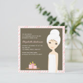 Pink Zebra Muster Wellness-Center Brautparty Einladung (Stehend Vorderseite)