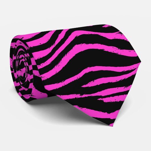 Pink Zebra Neck Tie Krawatte (Gerollt)