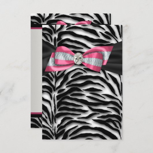 Pink Zebra Party Einladung UAWG (Vorne/Hinten)