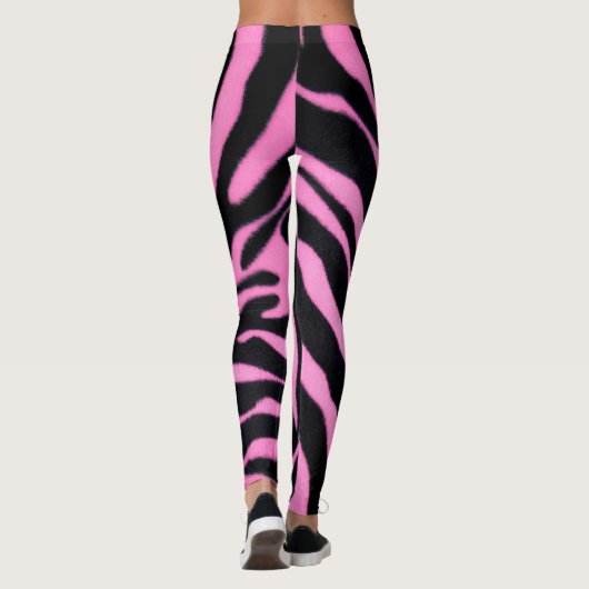 Pink Zebra Pattern Leggings – Bold Animal Print (Rückseite)