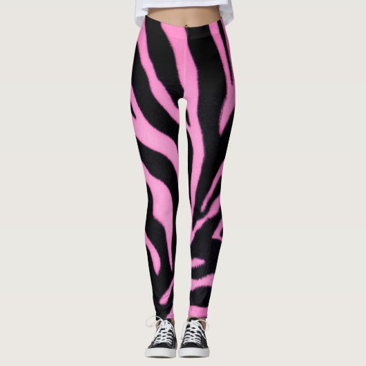 Pink Zebra Pattern Leggings – Bold Animal Print (Vorderseite)