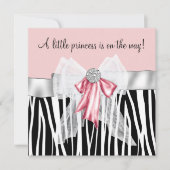 Pink Zebra Pink Black Princess Baby Dusche Einladung (Vorderseite)