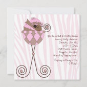 Pink Zebra Pink Brown Baby Girl Dusche Einladung (Rückseite)