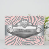 Pink Zebra Pink Zebra Baby Girl Dusche Einladung (Stehend Vorderseite)