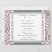 Pink Zebra Pink Zebra Baby Girl Dusche Einladung (Rückseite)