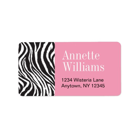 Pink & Zebra Print Address Labels Adressaufkleber (Vorne)