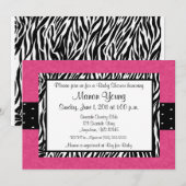 Pink Zebra Print Baby oder Bridal Dusche Einladung (Vorne/Hinten)