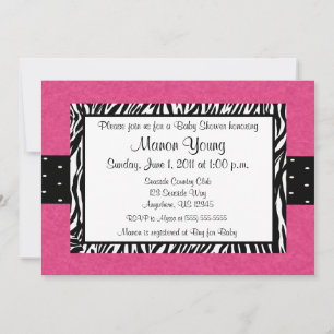 Pink Zebra Print Baby oder Bridal Dusche Einladung