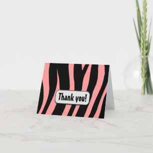 Pink Zebra Print "Danke!" Notenkarte Dankeskarte