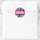 Pink & Zebra Print DIVA Typografie Party Sticker (Tasche)