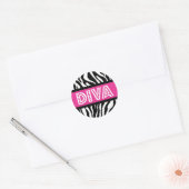 Pink & Zebra Print DIVA Typografie Party Sticker (Umschlag)