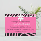 Pink Zebra Print Flower Einladung (Stehend Vorderseite)